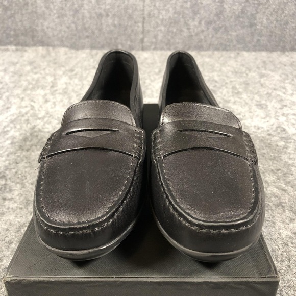 Geox Shoes Women's Size 7 Black Leather Loafers Respira D642TA Made In Italy - Picture 4 of 16